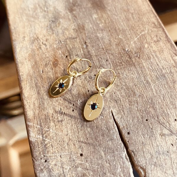 Oval Charm Earrings Gold