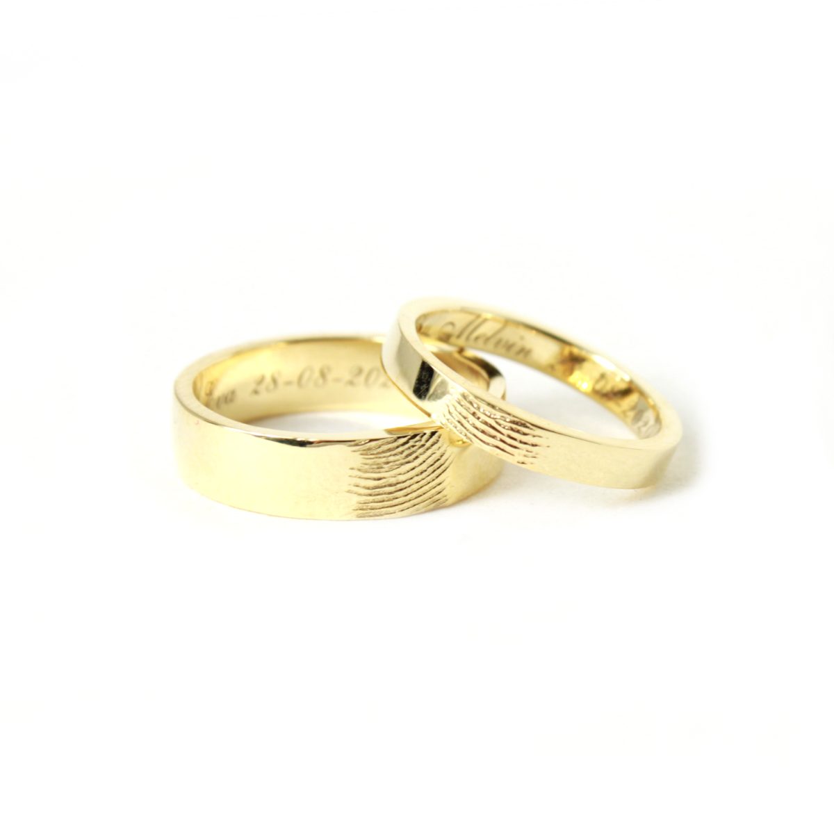 Fingerprint Wedding Band Set
