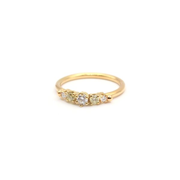 Quintuple Green and White Diamond Ring