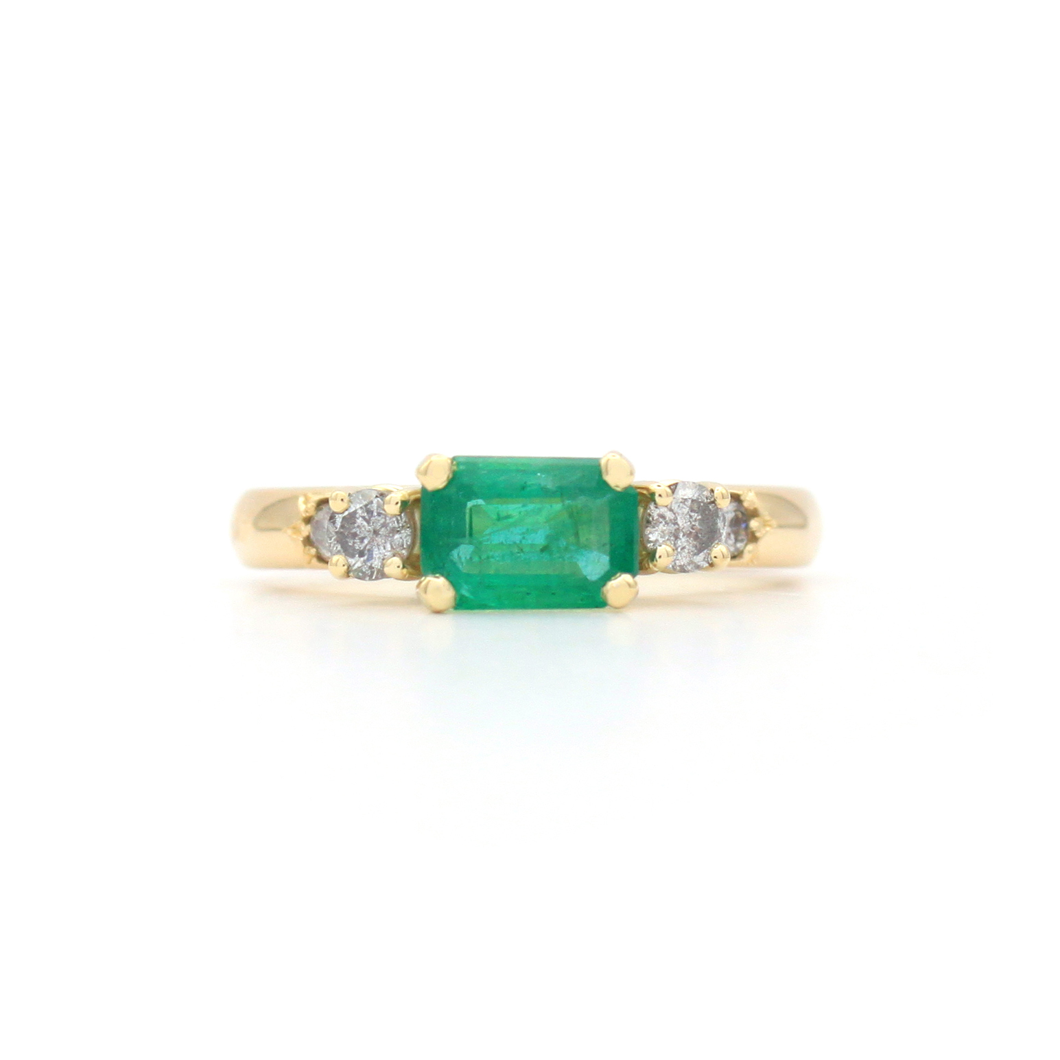 Five Stone Emerald Ring with Salt & Pepper Diamonds