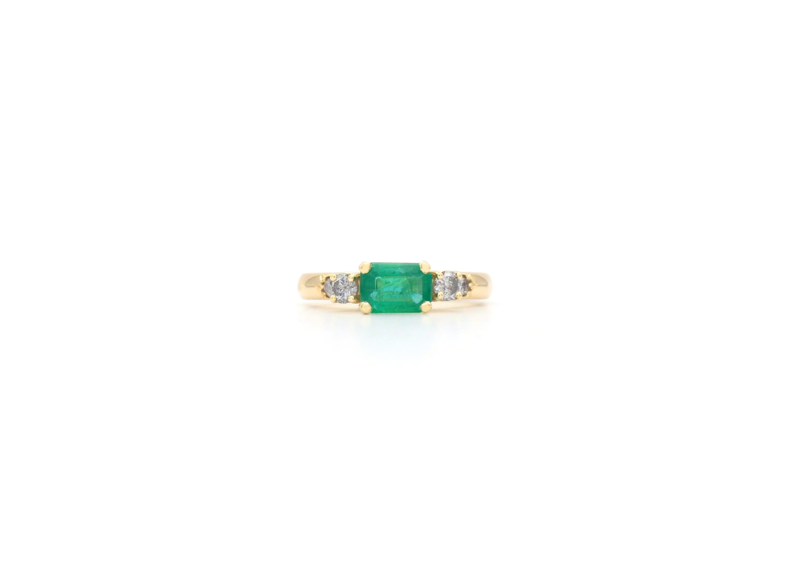 Five Stone Emerald Ring with Salt & Pepper Diamonds - Afbeelding 7