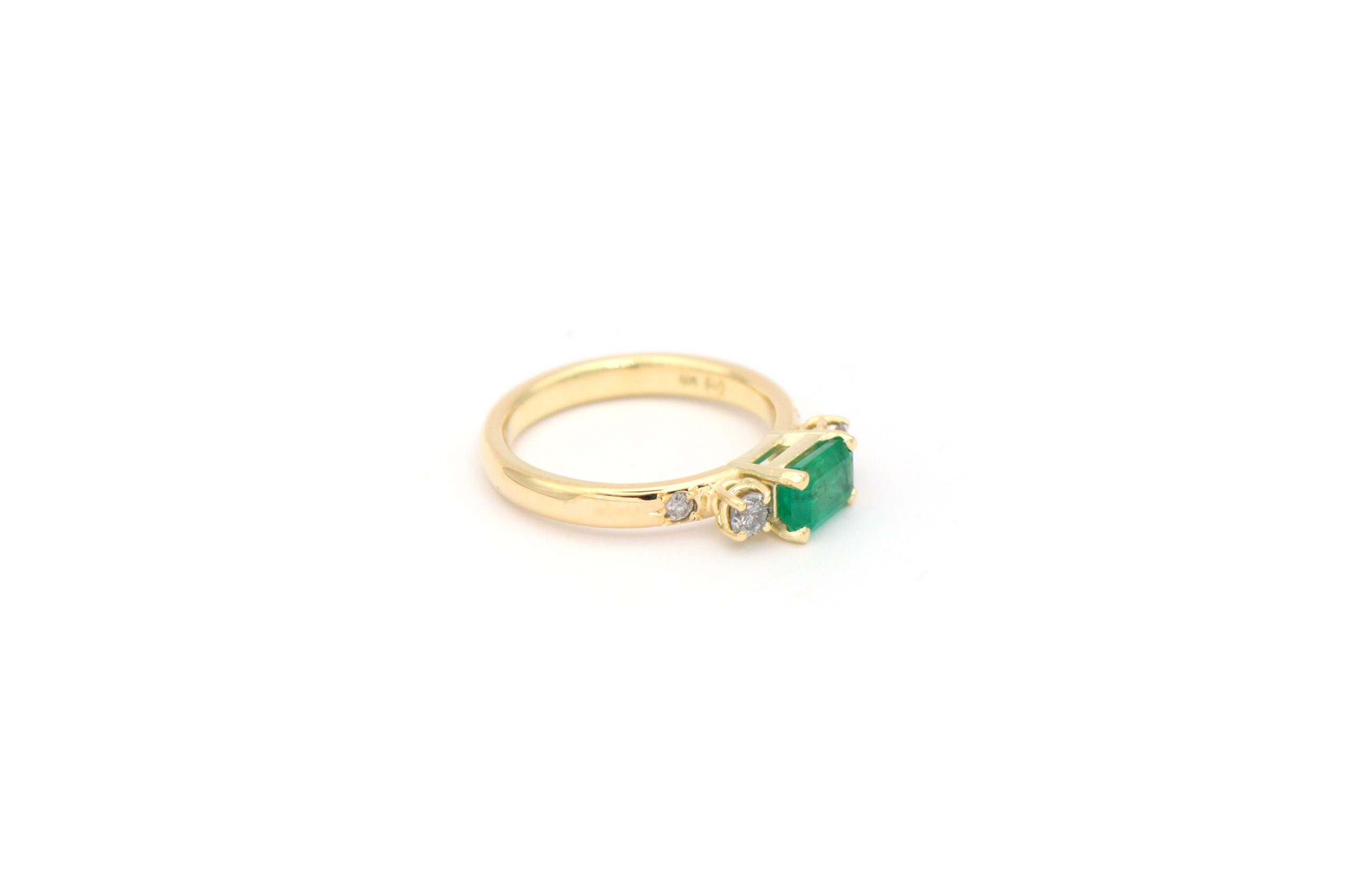 Five Stone Emerald Ring with Salt & Pepper Diamonds - Afbeelding 3